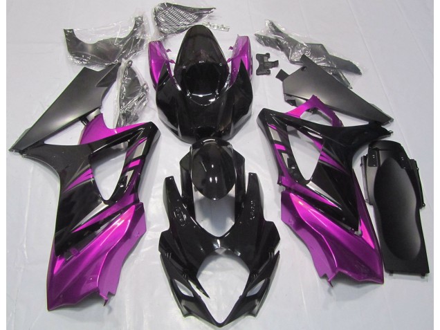 Gloss Black and Pink 2007-2008 GSXR 1000 Motorcycle Fairings
