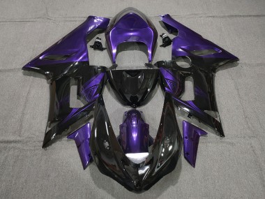 Gloss Black and Purple 2005-2006 ZX6R Motorcycle Fairings