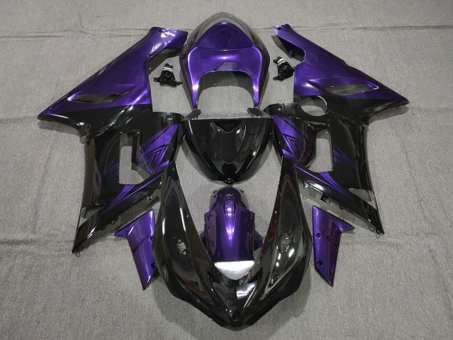Gloss Black and Purple 2005-2006 ZX6R Motorcycle Fairings