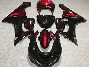 Gloss Black and Red 2005-2006 ZX6R Motorcycle Fairings
