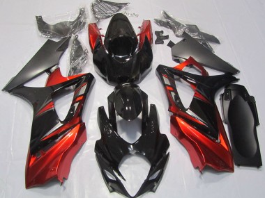 Gloss Black and Red 2007-2008 GSXR 1000 Motorcycle Fairings