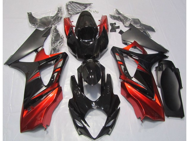Gloss Black and Red 2007-2008 GSXR 1000 Motorcycle Fairings