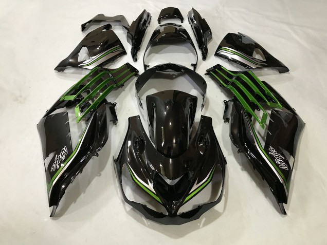 Gloss Black and Slime Green 2012-2021 ZX14R Motorcycle Fairings Gloss Black and Slime Green 2012-2021 ZX14R Motorcycle Fairings
