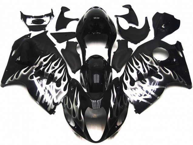 Gloss Black with Silver Flames 1997-2007 GSXR 1300 Hayabusa Motorcycle Fairings