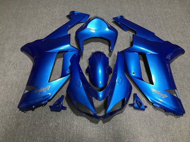 Gloss Blue & Chrome Logos 2007-2008 ZX6R Motorcycle Fairings