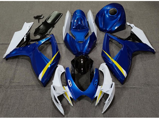 Gloss Blue White and Yellow 2006-2007 GSXR 600-750 Motorcycle Fairings