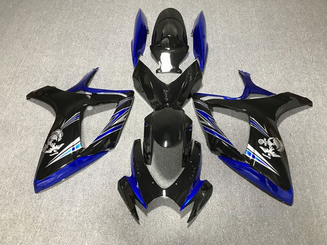 Gloss Blue and Black Design 2006-2007 GSXR 600-750 Motorcycle Fairings