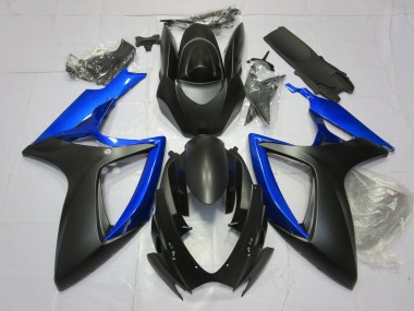 Gloss Blue and Matte Black 2006-2007 GSXR 600-750 Motorcycle Fairings