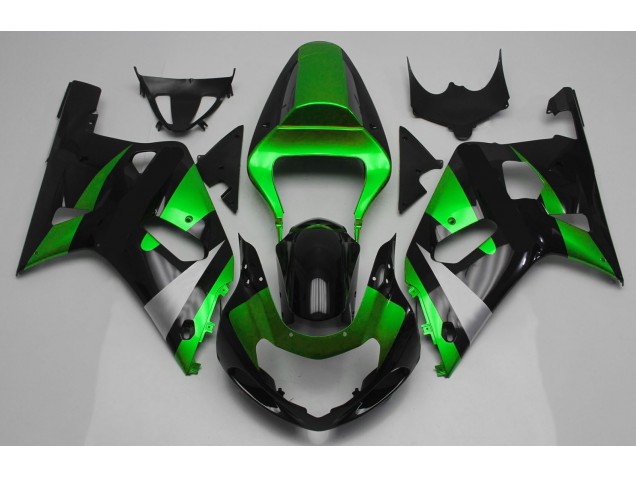 Gloss Green and Black 2001-2003 GSXR 600-750 Motorcycle Fairings