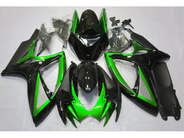 Gloss Green and Black 2006-2007 GSXR 600-750 Motorcycle Fairings