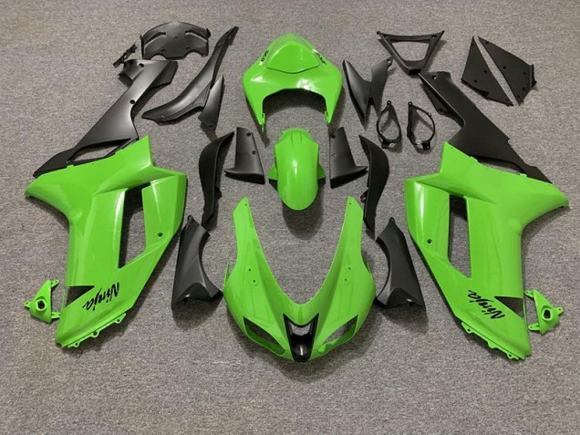 Gloss Green and Matte Black 2007-2008 ZX6R Motorcycle Fairings