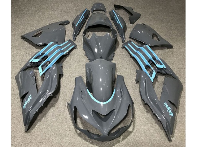 Gloss Grey & Light Blue 2012-2021 ZX14R Motorcycle Fairings Gloss Grey & Light Blue 2012-2021 ZX14R Motorcycle Fairings