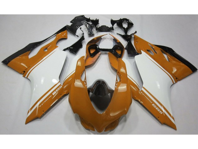 Gloss Orange White and Black 2011-2014 Ducati 1199 Motorcycle Fairings