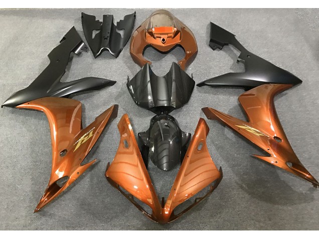 Gloss Orange and Carbon Fiber Style 2004-2006 R1 Motorcycle Fairings Gloss Orange and Carbon Fiber Style 2004-2006 R1 Motorcycle Fairings