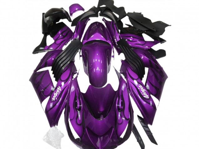 Gloss Purple & Flame 2006-2011 ZX14R Motorcycle Fairings