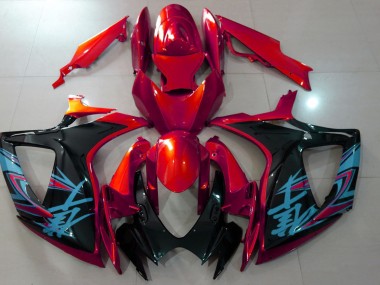 Gloss Red & Black 2006-2007 GSXR 600-750 Motorcycle Fairings
