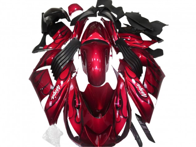 Gloss Red & Flame 2006-2011 ZX14R Motorcycle Fairings