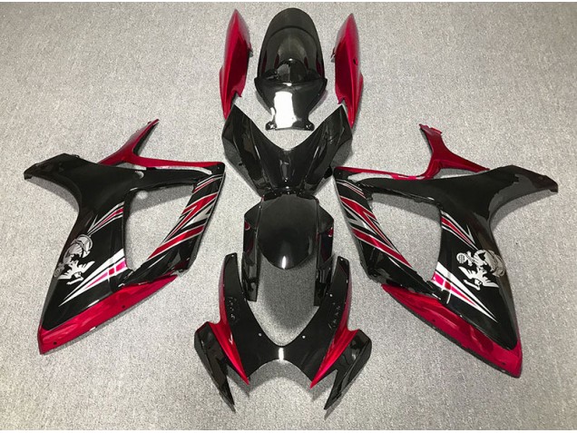 Gloss Red and Black Design 2006-2007 GSXR 600-750 Motorcycle Fairings