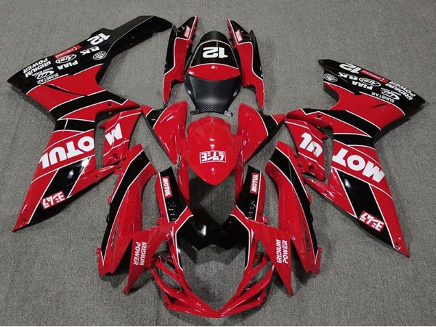 Gloss Red and Black Motul 2011-2024 GSXR 600-750 Motorcycle Fairings Gloss Red and Black Motul 2011-2024 GSXR 600-750 Motorcycle Fairings