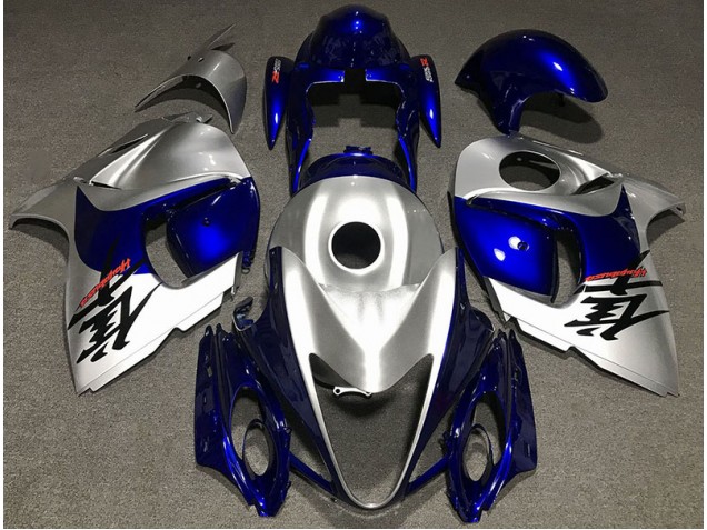 Gloss Silver and Blue 2008-2020 GSXR 1300 Hayabusa Motorcycle Fairings