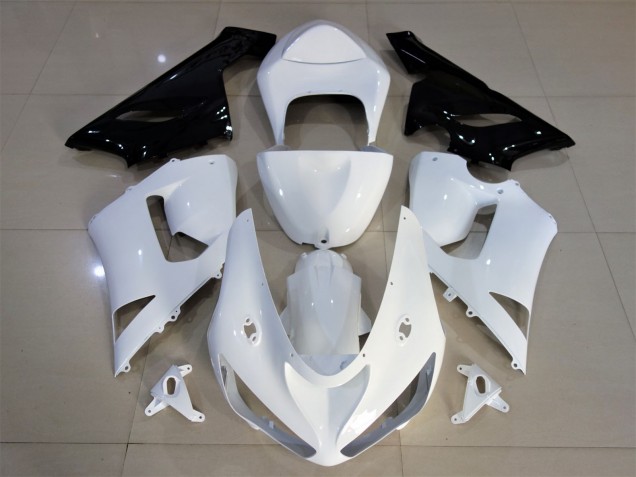 Gloss White & Black 2005-2006 ZX6R Motorcycle Fairings
