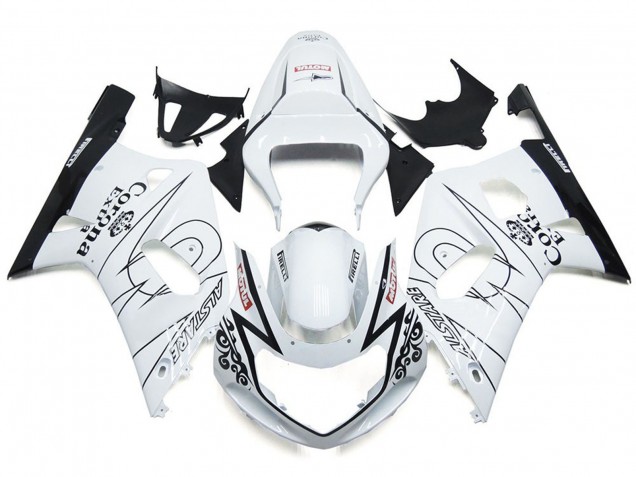 Gloss White Corona and Black 2001-2003 GSXR 600-750 Motorcycle Fairings