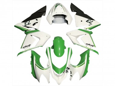 Gloss White & Green 2004-2005 ZX10R Motorcycle Fairings