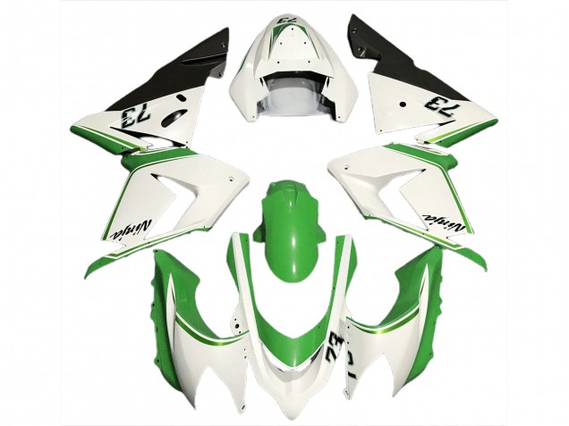 Gloss White & Green 2004-2005 ZX10R Motorcycle Fairings Gloss White & Green 2004-2005 ZX10R Motorcycle Fairings