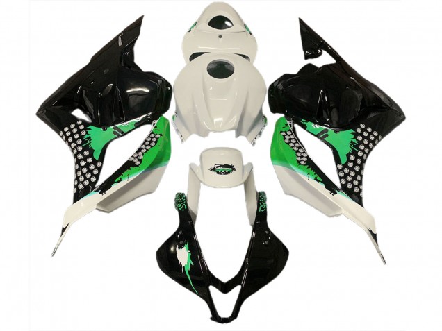 Gloss White & Green Splatter 2009-2012 CBR600RR Motorcycle Fairings