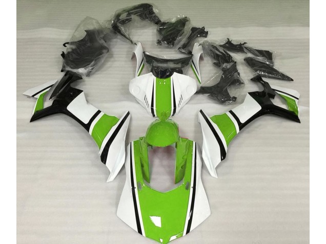 Gloss White Green and Black 2015-2019 R1 Motorcycle Fairings