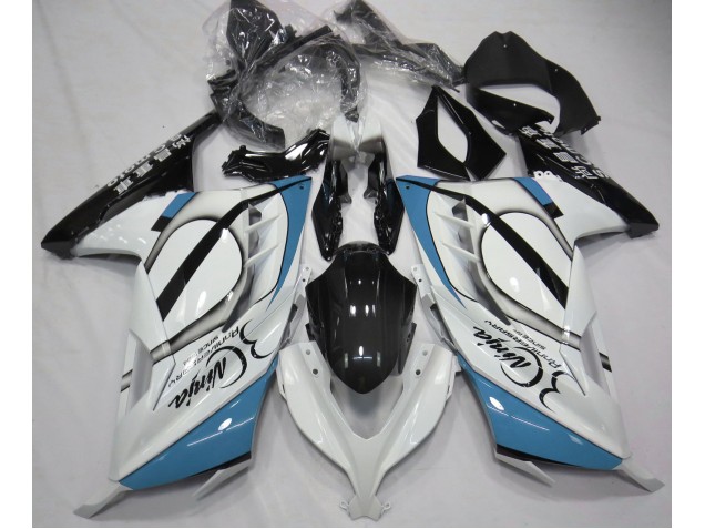 Gloss White & Light Blue 2013-2018 Ninja 300 Motorcycle Fairings