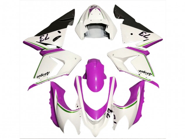 Gloss White & Pink 2004-2005 ZX10R Motorcycle Fairings