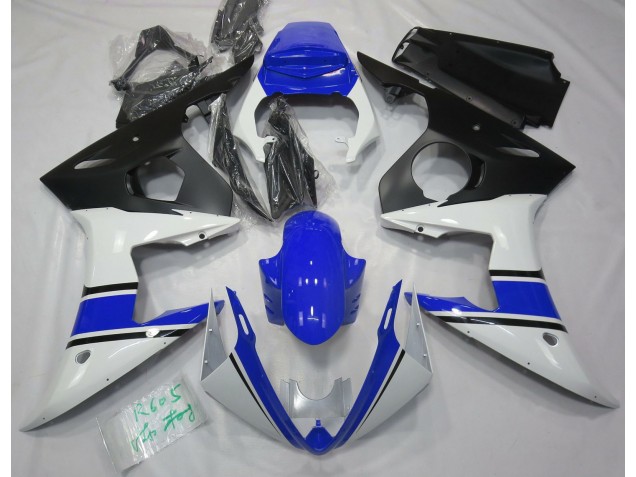 Gloss White and Blue 2003-2004 R6 Motorcycle Fairings