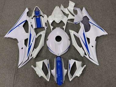 Gloss White and Blue 2008-2016 R6 Motorcycle Fairings
