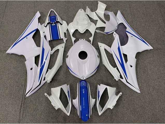 Gloss White and Blue 2008-2016 R6 Motorcycle Fairings