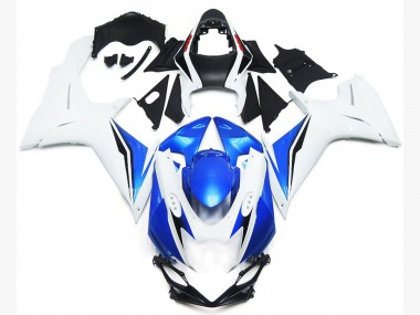 Gloss White and Blue Style 2011-2024 GSXR 600-750 Motorcycle Fairings