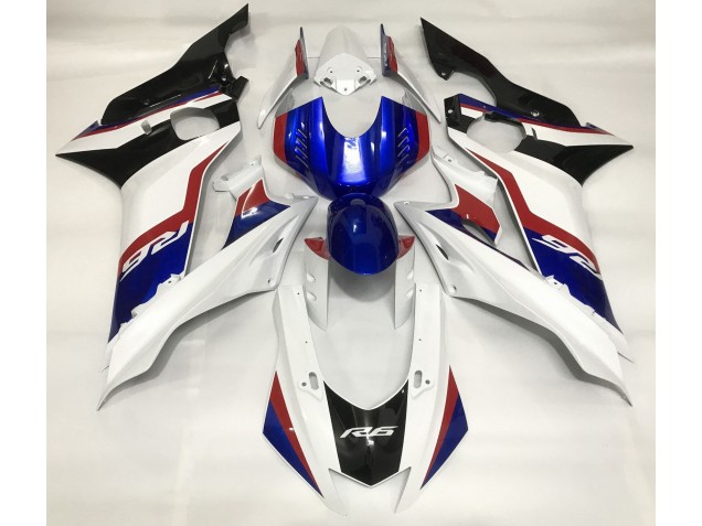 Gloss White and Deep Blue 2017-2021 R6 Motorcycle Fairings