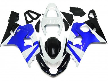 Gloss White and Gloss Blue 2004-2005 GSXR 600-750 Motorcycle Fairings