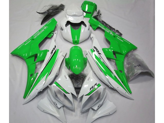 Gloss White and Green 2006-2007 R6 Motorcycle Fairings