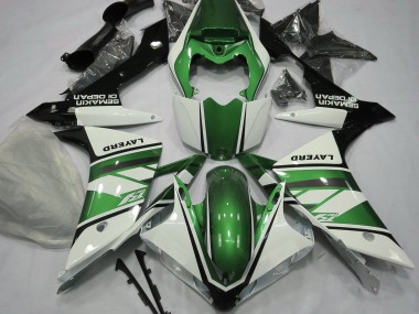 Gloss White and Green 2007-2008 R1 Motorcycle Fairings