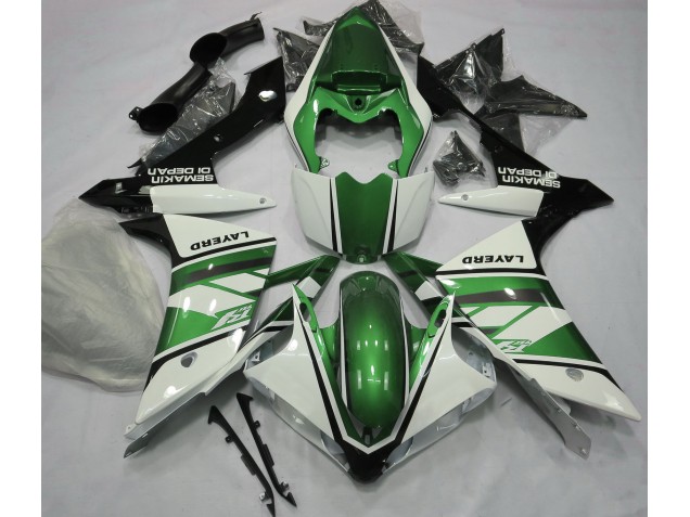 Gloss White and Green 2007-2008 R1 Motorcycle Fairings