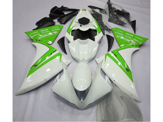 Gloss White and Green 2012-2014 R1 Motorcycle Fairings Gloss White and Green 2012-2014 R1 Motorcycle Fairings