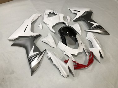 Gloss White and Matte Silver 2011-2024 GSXR 600-750 Motorcycle Fairings