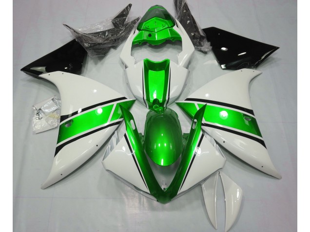 Gloss White and Metallic Green 2009-2011 R1 Motorcycle Fairings