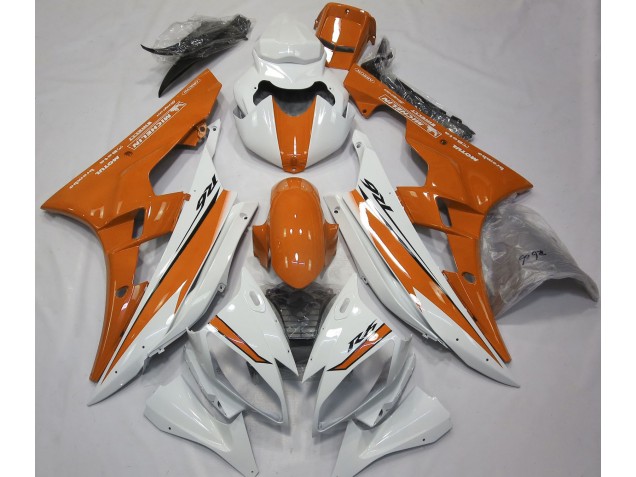 Gloss White and Orange 2006-2007 R6 Motorcycle Fairings
