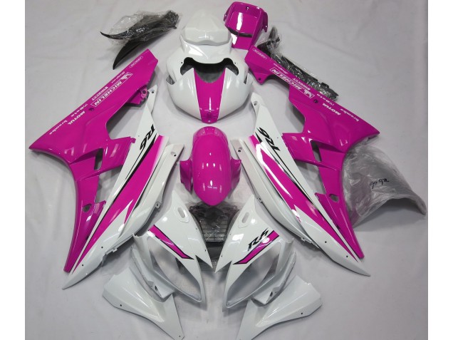 Gloss White and Pink 2006-2007 R6 Motorcycle Fairings