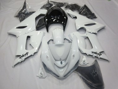 Gloss White with Black tail 2005-2006 ZX6R Motorcycle Fairings