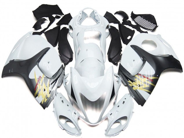 Gloss White with Silver Style 2008-2020 GSXR 1300 Hayabusa Motorcycle Fairings