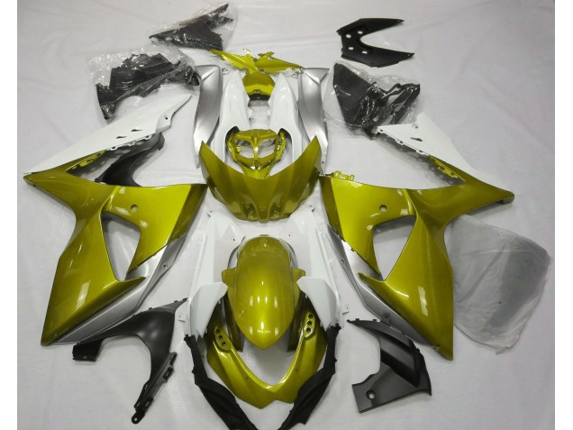 Gloss Yellow & White 2009-2016 GSXR 1000 Motorcycle Fairings