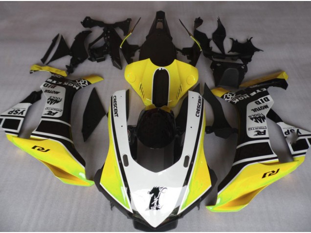 Gloss Yellow & White 2015-2019 R1 Motorcycle Fairings